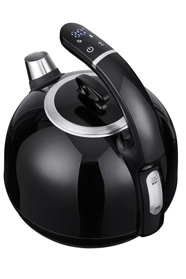 Umie Dijital Göstergeli Retro Kettle 1.7L Wifi & Bluetooth Dokunmatik Suya Akıllı Su Isıtıcısı Siyah